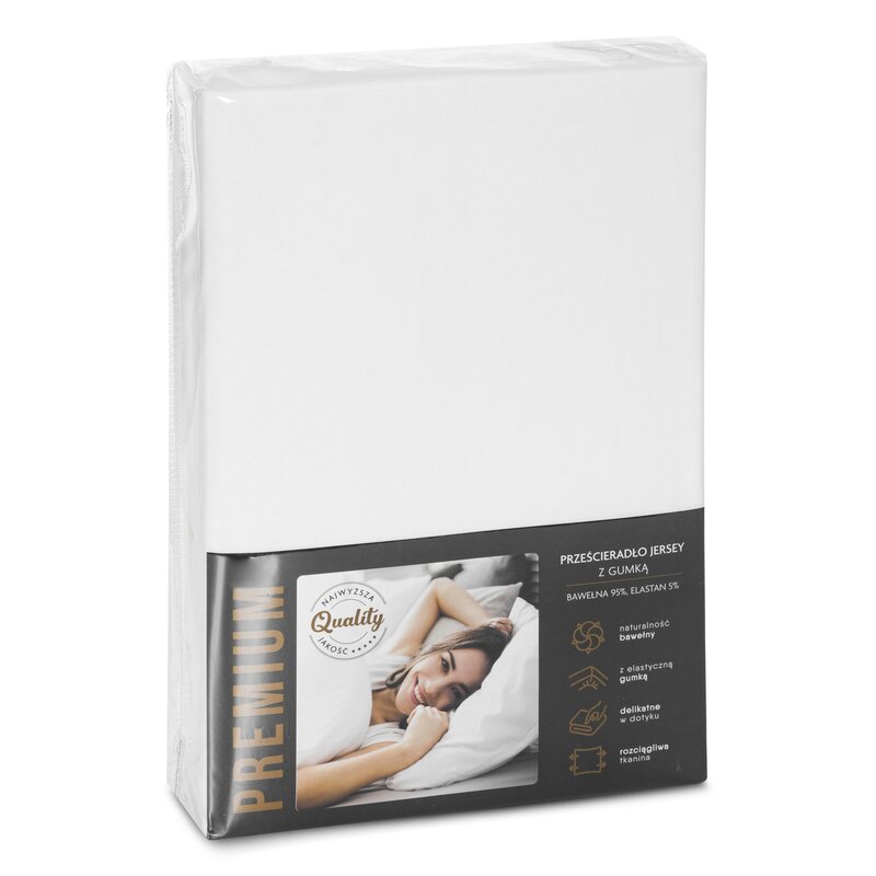 Prześcieradło jersey kremowe 220 x 200 x 30 cm – gładkie i miękkie