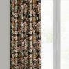 Zasłona gotowa Maroko czarna 140 X 250 CM – złoty nadruk tropikalny