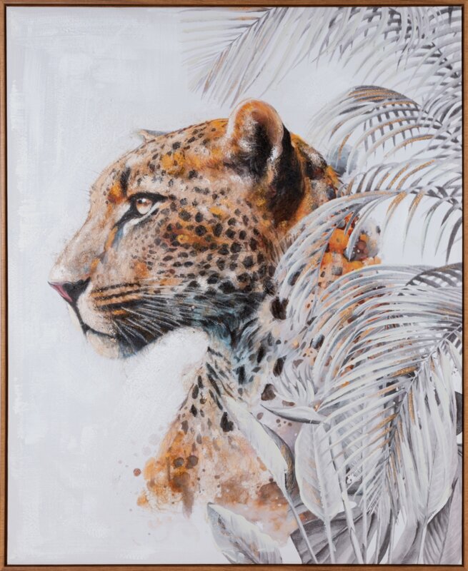 Obraz ręcznie malowany Motyw Zwierzęcy beżowy 80 X 100 CM – z nutą egzotyki