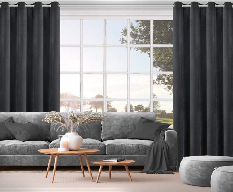 Zasłona gotowa Nita czarna 140 x 250 cm – pełne zaciemnienie