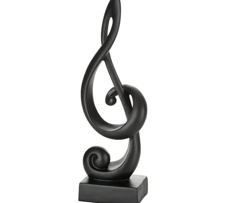 Figurka dekoracyjna klucz wiolinowy czarna 13 X 9 X 36 CM – dla miłośników muzyki