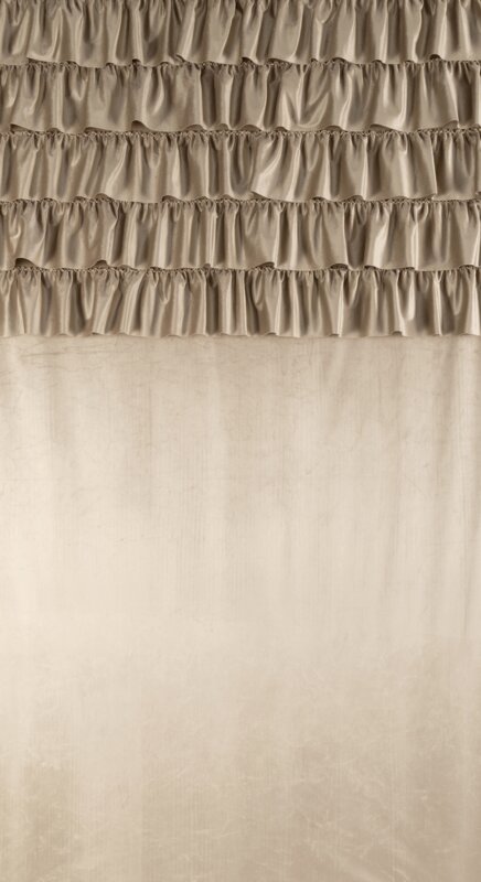 Zasłona gotowa welwetowa Aura z falbanami ciemnobeżowa 140 X 250 cm – miękki welwet