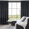 Zasłona gotowa Carli czarna 140 X 250 cm – welwetowa z falbanami