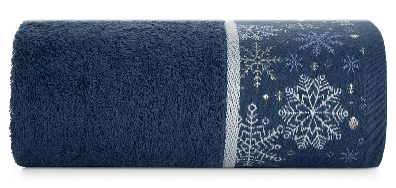 RĘCZNIK ŚWIATECZNY CAROL02 70 X 140 CM CIEMNONIEBIESKI
