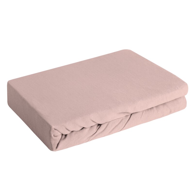 Prześcieradło jersey pudrowy róż 240 x 220 x 30 cm – miękkie i oddychające