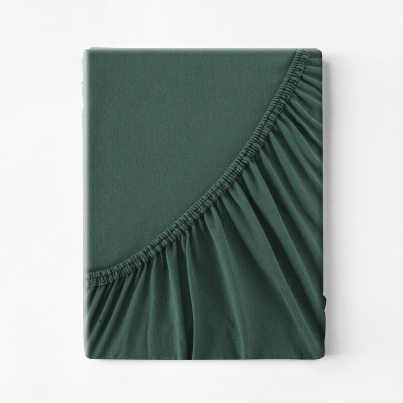Prześcieradło jersey ciemnozielone 220 x 200 x 30 cm – miękkie i oddychające