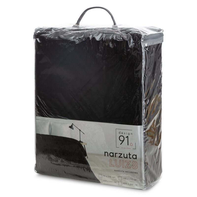 Narzuta welurowa D91 czarna 220 x 240 cm – miękka w dotyku