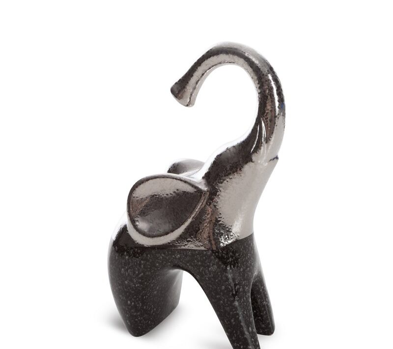 Figurka dekoracyjna Leo srebrna 13 X 8 X 20 CM – ceramika słoń