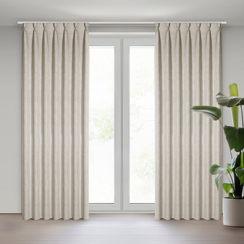 Zasłona gotowa eco jasnobeżowa 80 x 270 cm – zaciemniająca