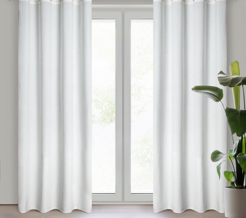 Zasłona gotowa welurowa biała 140 x 260 cm – zaciemnia wnętrze