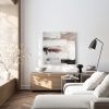 Obraz ręcznie malowany abstrakcyjny beżowy 80 X 80 CM – wprowadza spokój i harmonię
