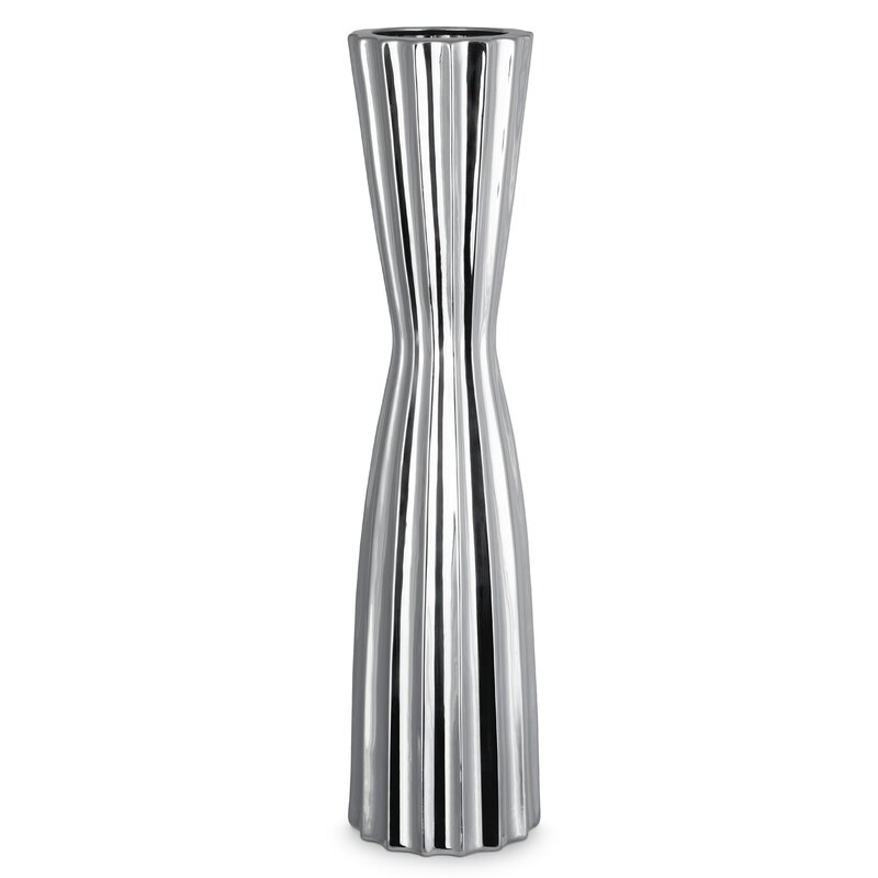 Wazon ceramiczny Leila srebrny 20 x 20 x 76 cm – na suszone kwiaty