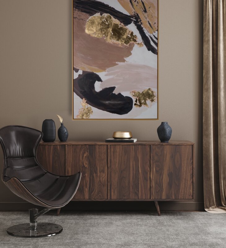 Obraz ręcznie malowany abstrakcyjny beżowy 70 X 100 cm – z nutą złota