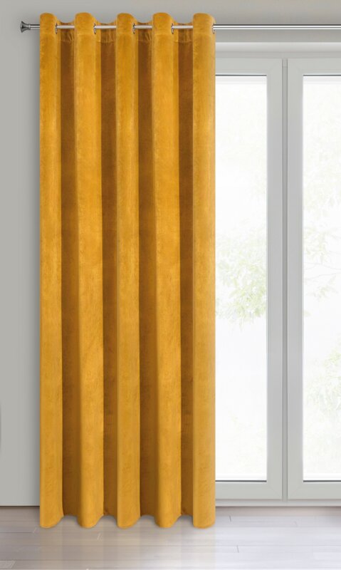 Zasłona gotowa musztardowa 140 x 250 cm – zaciemnia wnętrze