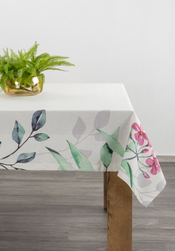 Obrus z nadrukiem biały 140 x 280 cm – doda lekkości stołowi