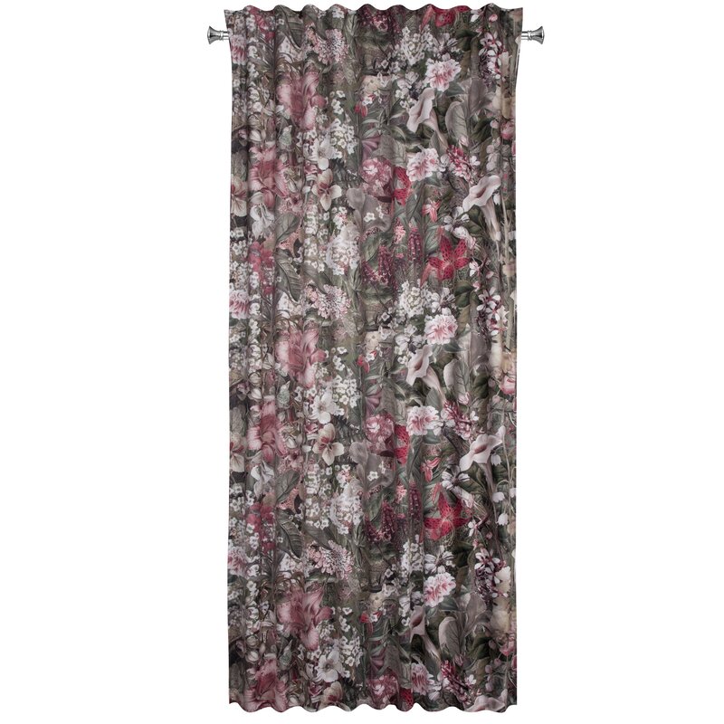 Zasłona gotowa Glory szarobeżowa 140 X 270 cm – welwetowa z kwiatowym wzorem