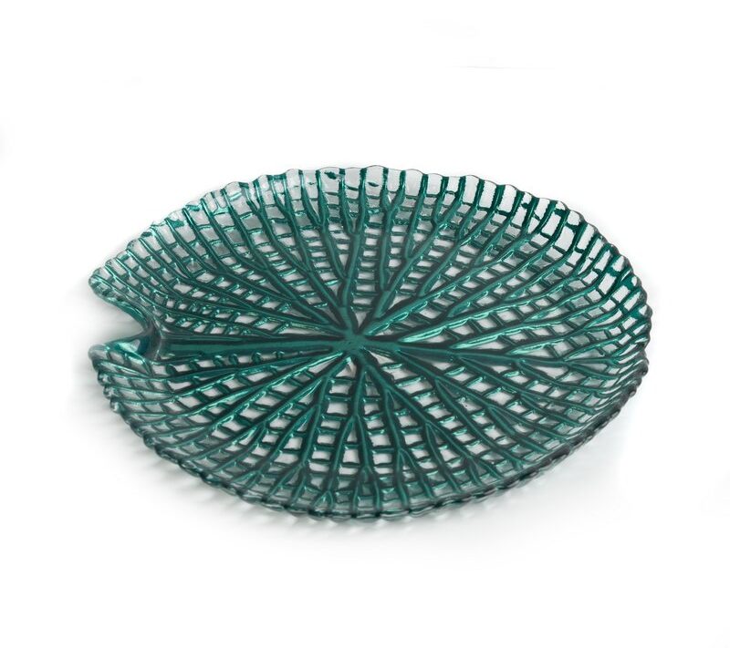 Szklana patera Mela turkusowa 24 x 3 cm – idealna na owoce
