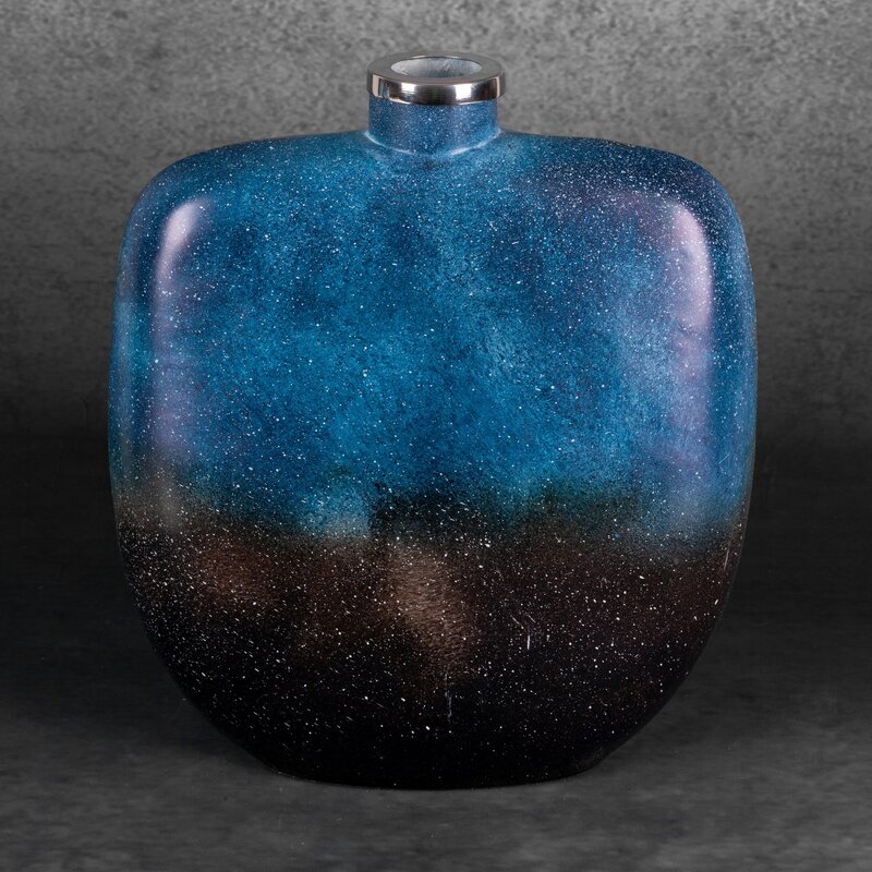 Wazon szklany Caren niebieski 27 x 10 x 34 cm – na suszone kwiaty