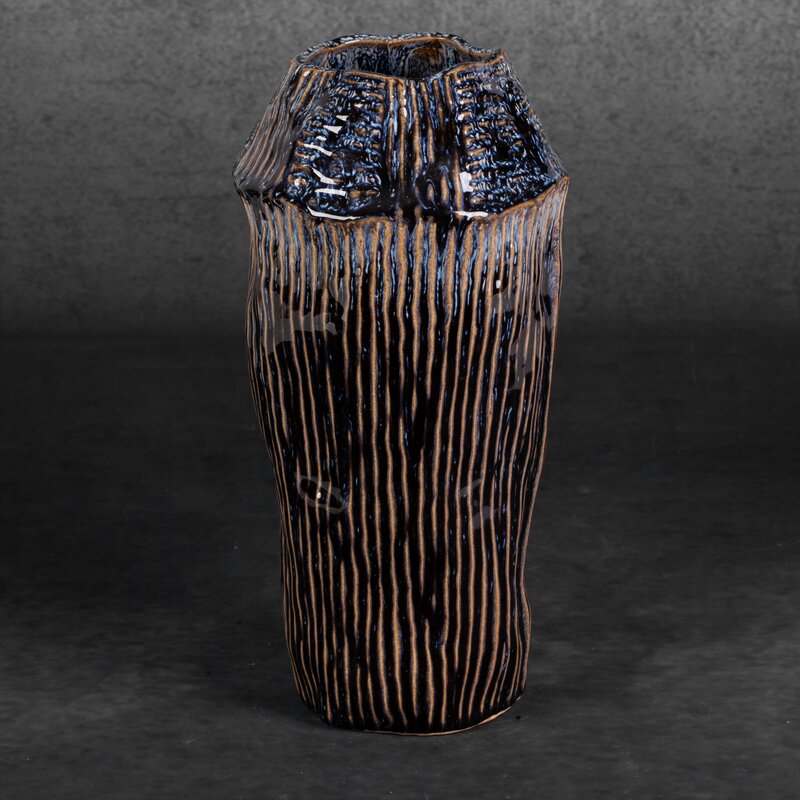 Wazon ceramiczny Alda granatowy fi 16 x 32 cm – na susze i kwiaty