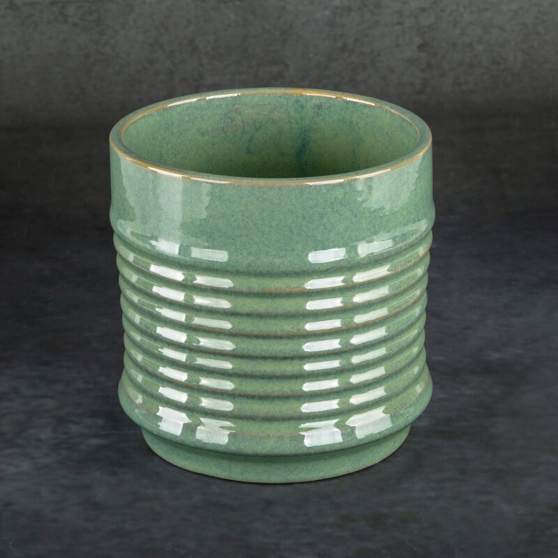 Donica ceramiczna zielona fi 17 x 17 cm – do wnętrz
