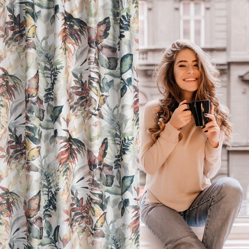 Zasłona gotowa Lilia biała 140 X 270 CM – delikatny kwiatowy wzór