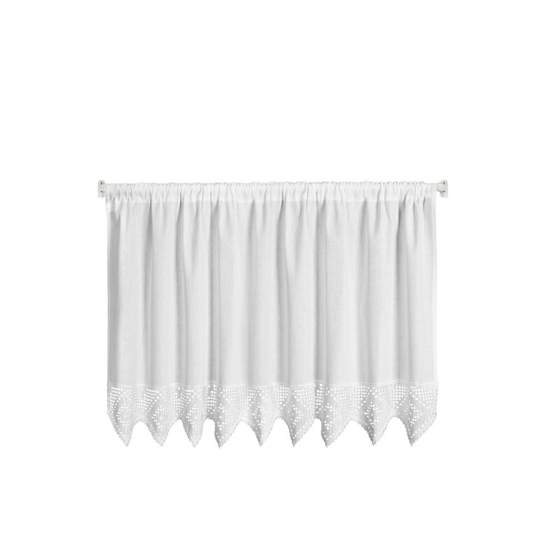 Firana gotowa ISAAC biała 150 X 60 CM – z koronką, filtrująca światło