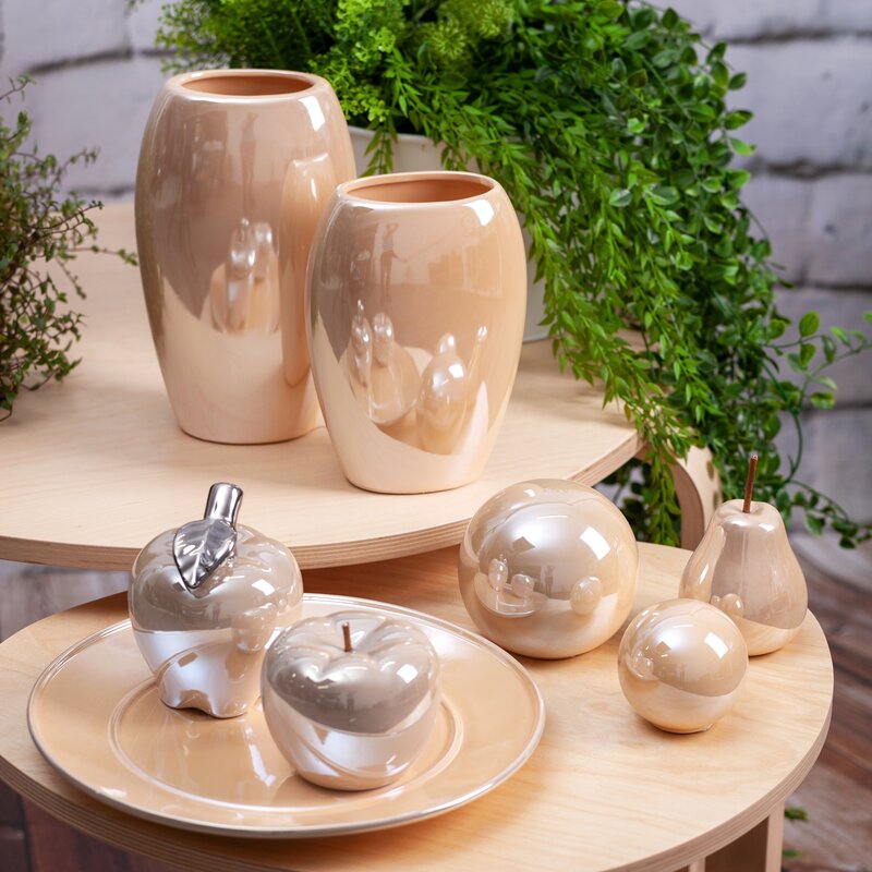 Kula ceramiczna Simona6 beżowa fi 12 x 11 cm – do dekoracji komody