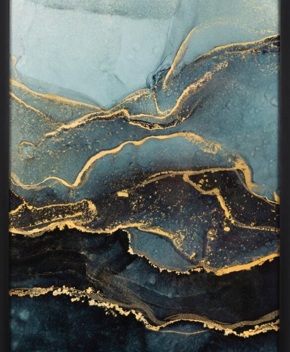Obraz ręcznie malowany abstrakcyjny stalowy 53 X 73 CM – nowoczesny akcent