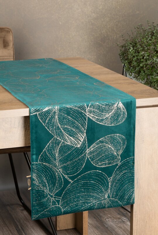 Obrus błyszczący ciemnoturkusowy 35 x 220 cm – doda blasku stołowi