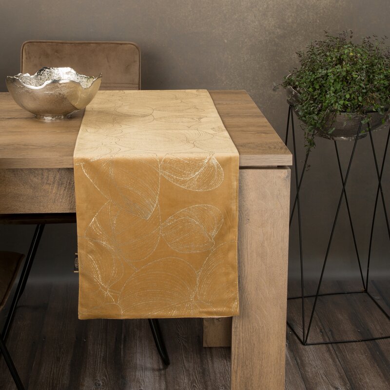 Bieżnik velvet Blink miodowy 35 x 180 cm – doda blasku stołu