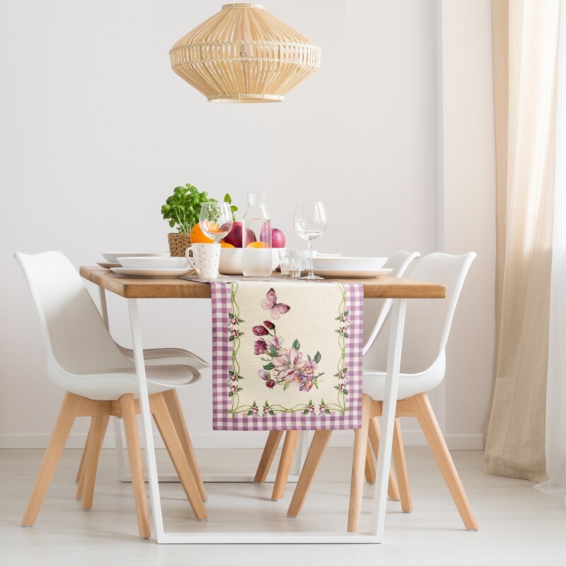 Obrus gobelinowy kwiatowy fioletowy 40X100 – wiosenna świeżość