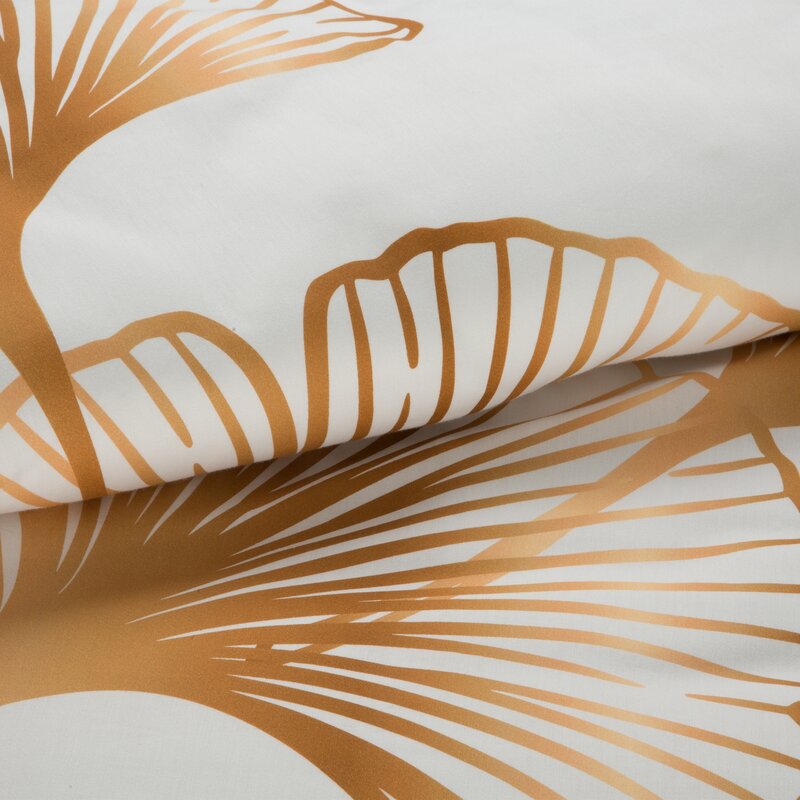 Komplet pościeli z makosatyny Limited Collection biała 160X200 – miękka z liśćmi miłorzębu
