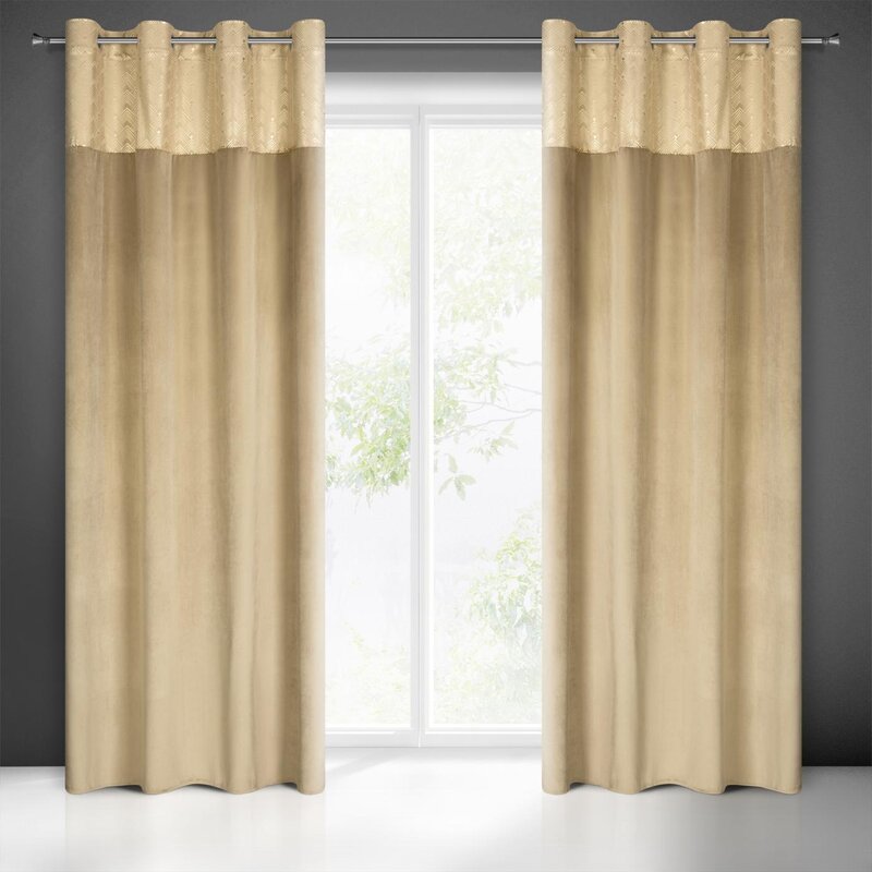 Zasłona gotowa ELEN beżowa 140 X 250 CM – miękki welwetowy