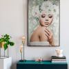 Obraz ręcznie malowany Portret Kobiety popielaty 80 X 120 cm – subtelny urok wnętrza