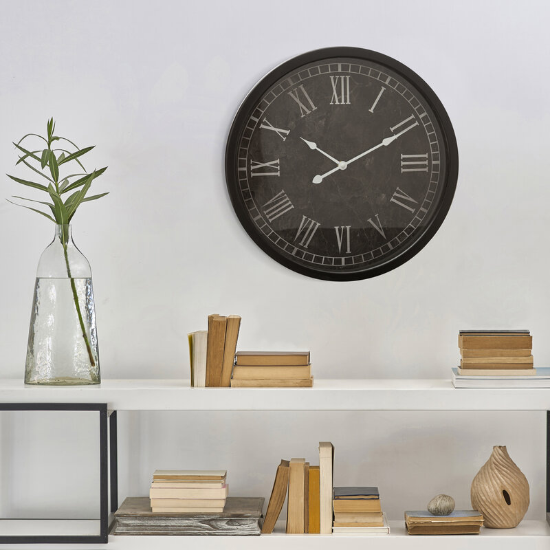 Zegar ścienny okrągły czarny 40 x 7 cm – stylowa dekoracja do salonu