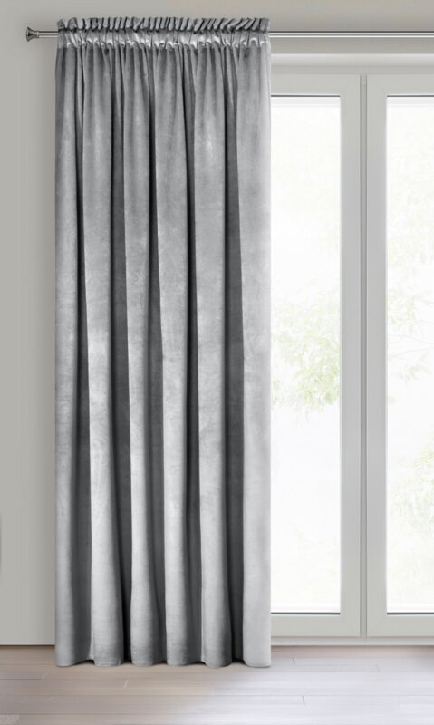 Zasłona gotowa welwet Rosa srebrna 135 x 300 cm – zaciemniająca i stylowa
