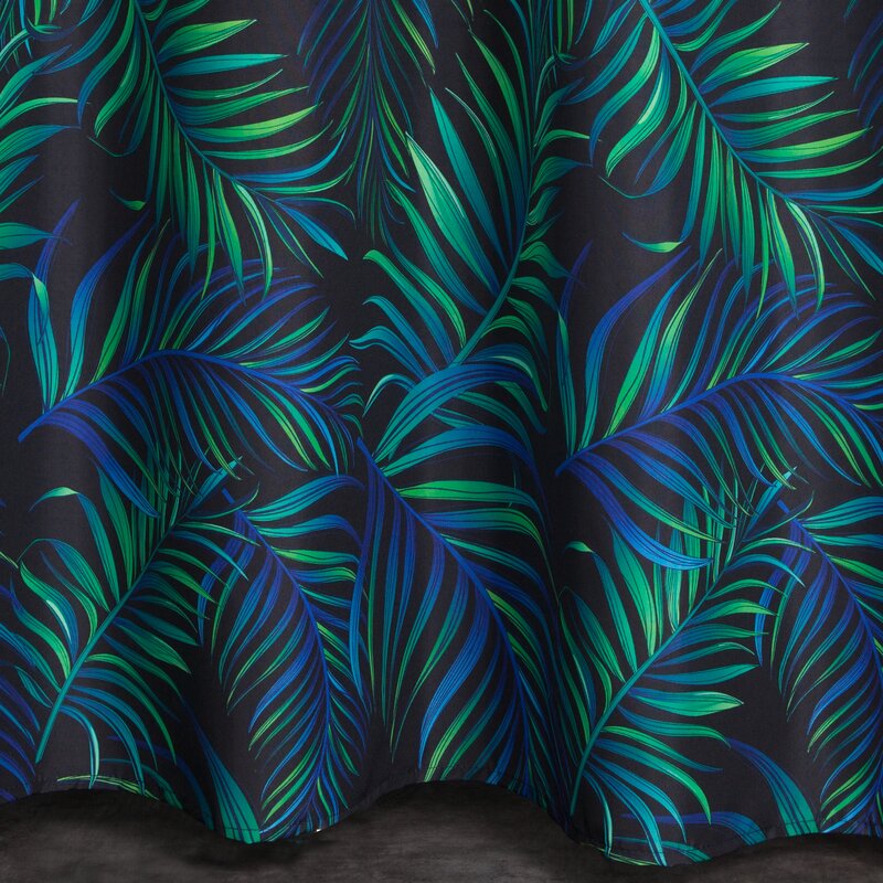Zasłona gotowa D91 Palms czarna 140 x 250 cm – wprowadza egzotyczny klimat