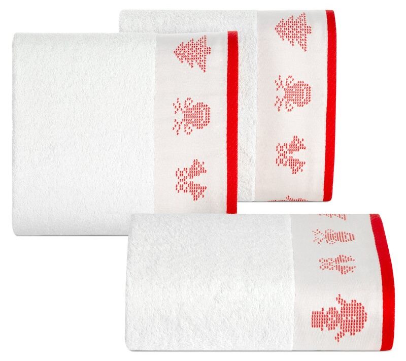 Ręcznik świąteczny Noel01 biały 70 x 140 cm – 100% bawełna