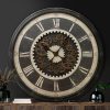 Zegar ścienny industrialny czarny O 76 x 8 cm – stylowy dodatek do wnętrz