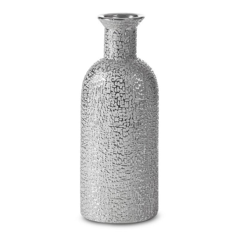 Wazon ceramiczny Riso srebrny 16 x 11 x 40 cm – idealny na ozdoby