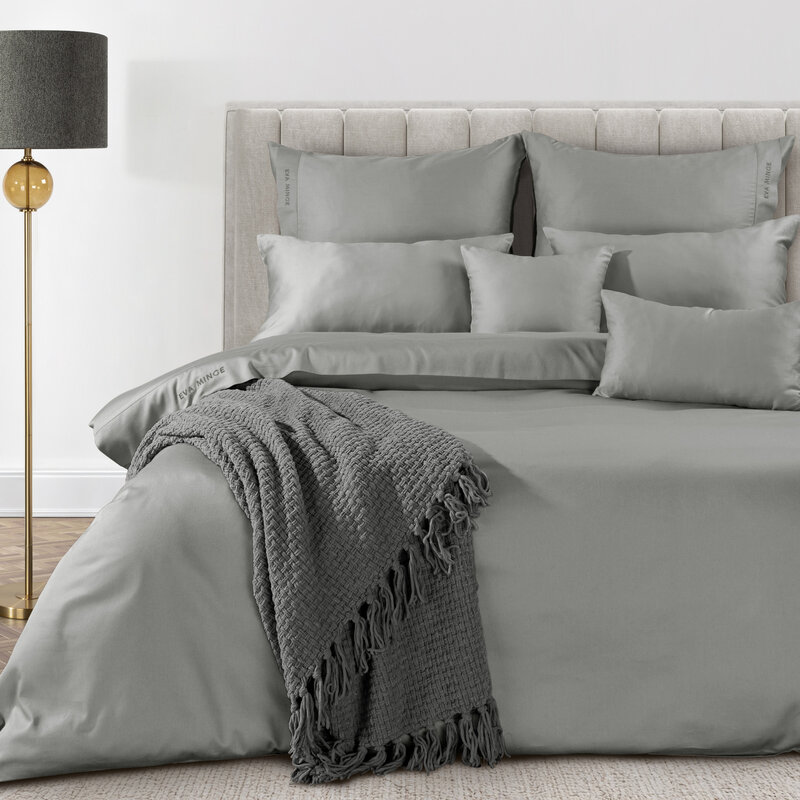 Pościel makosatynowa Eva Minge Elegant1C stalowa 160 X 200 cm – miękka i gładka