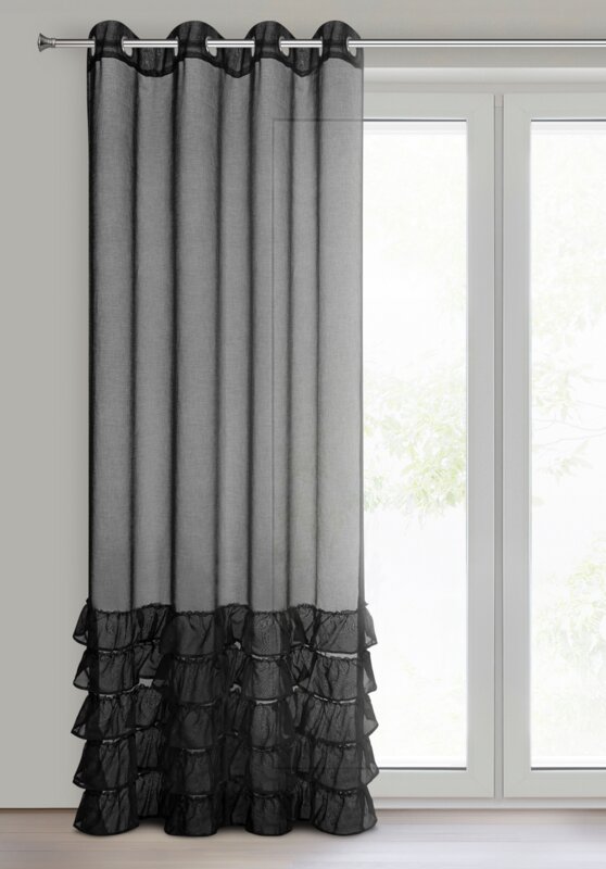 Zasłona gotowa Dani czarna 140 x 250 cm – subtelnie filtruje światło