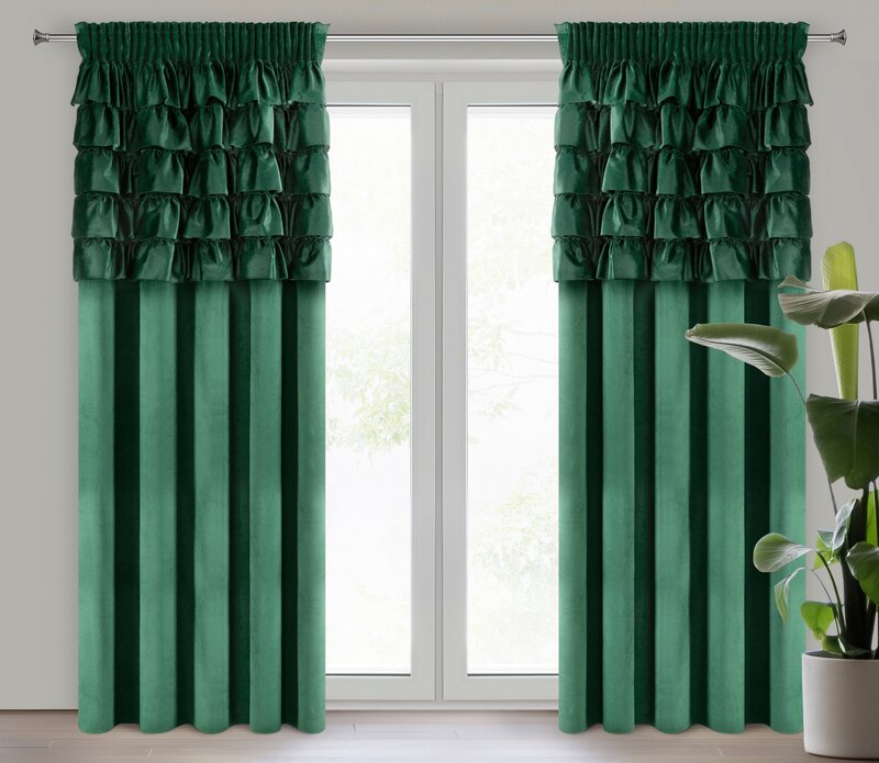 Zasłona gotowa Aura ciemnozielona 140 x 270 cm – zaciemnia i zdobi