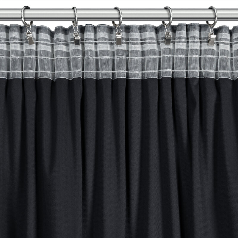 Zasłona gotowa DANI z falbanami czarna 140 X 250 cm – do sypialni i salonu