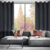 Zasłona gotowa z falbanami czarna 140 x 250 cm – zaciemnia pomieszczenie