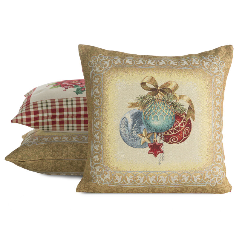 Poszewka gobelinowa świąteczna złota 45x45 cm – elegancka dekoracja