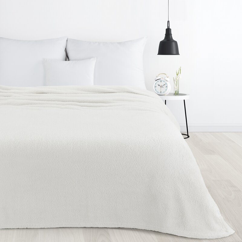 Koc flano Lori biały 150 X 200 CM – miękki i puszysty