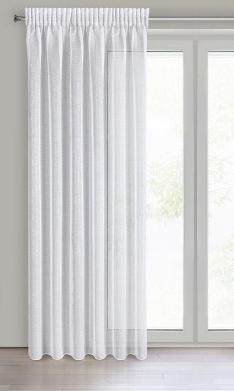 Firana gotowa biała 140 x 270 cm – z błyszczącym nadrukiem