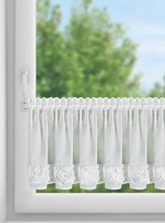 Zasłona gotowa Eva Minge biała 150 x 40 cm – ożywi Twoje okno