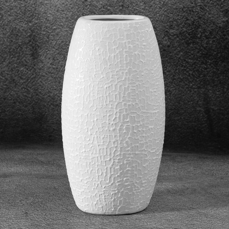 Wazon ceramiczny Riso biały 13 x 9 x 25 cm – na suszone kwiaty